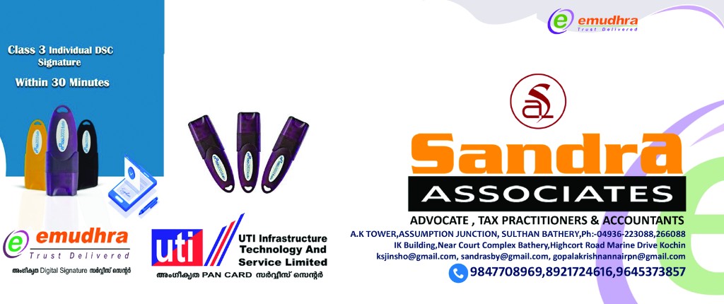 Sandra Associates — Class 3 DSC, eMudhra and UTI partners, and firm contact details